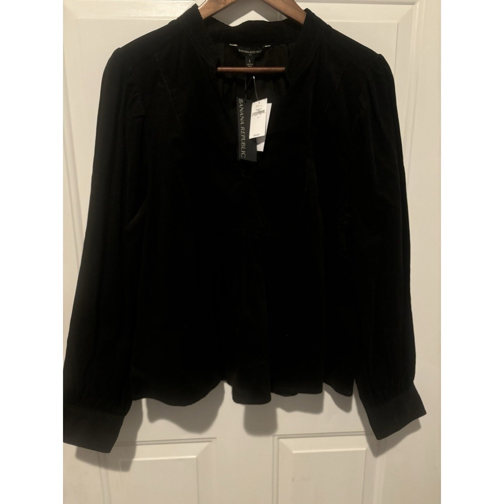 Banana Republic Tunic Black Corduroy Shirt Top Long Sleeve Boho Blouse Large